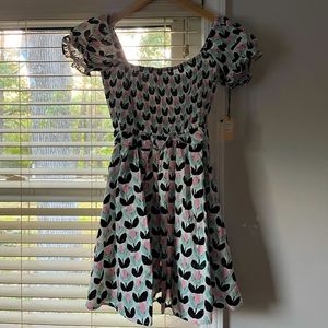 Smak Parlor Mod 60s Flower Print Babydoll Dress Large